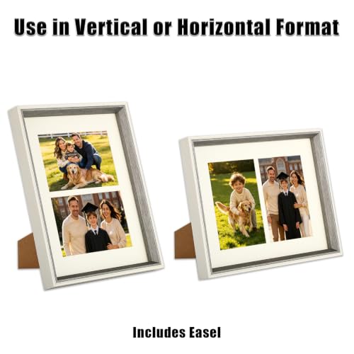 8x10 College Double Photo Frame with Tempered Glass, PS10-GYD6 - color: Grey, size: 8X10 inch