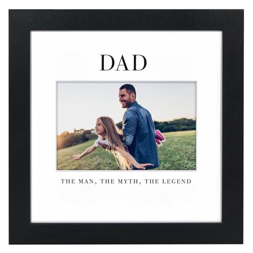 Americanflat Dad Picture Frame - Use as 4x6 Frame with 3 Interchangeable Mats or Display 8x8 Photos without Mat - Signature Collection - Black - size: 8x8, style: Dad Picture Frame