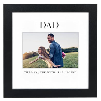 Americanflat Dad Picture Frame - Use as 4x6 Frame with 3 Interchangeable Mats or Display 8x8 Photos without Mat - Signature Collection - Black - size: 8x8, style: Dad Picture Frame