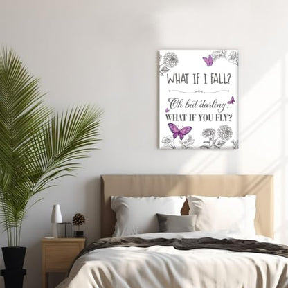 Inspirational Quote Wall Art Purple Butterfly Positive Poster Wall Decor - color: Purple Butterfly