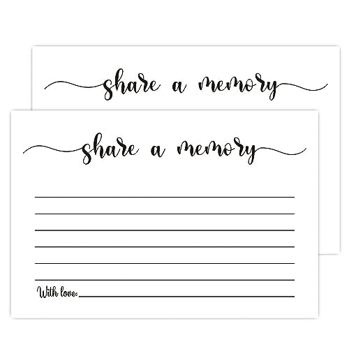 50 Share a Memory Cards, Memory Card for Celebration of Life, Graduation, Wedding, Retirement, Going Away Party (4" x 6")