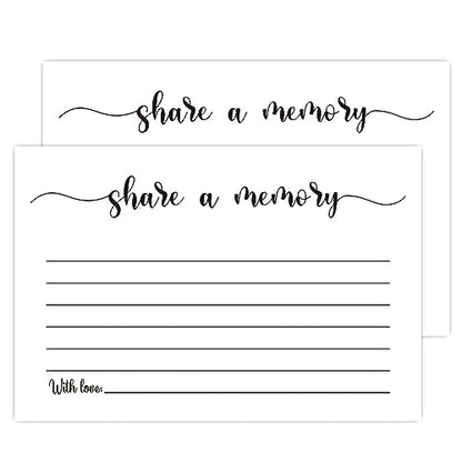 50 Share a Memory Cards, Memory Card for Celebration of Life, Graduation, Wedding, Retirement, Going Away Party (4" x 6")