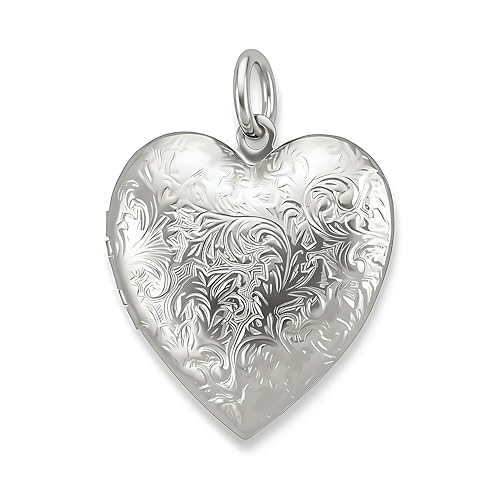 LIFETIME JEWELRY Antique Heart Locket Necklace for Women & Girls That Holds Pictures – 10X Thicker Real 24K Gold Plated Charm – Made in USA with Lifetime Replacement - style: Big White Gold Locket NO Chain