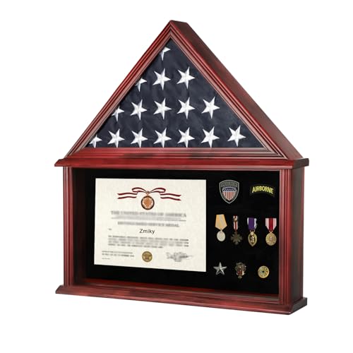 Large Burial Flag Shadow Box 5x9.5 Wooden Certificate Holder Mahogany - size: Large-Mahogany