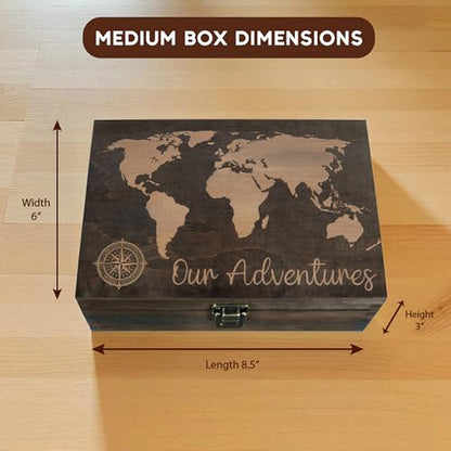 Our Adventures Travel Memory Box, Engraved Gift for Couples & Newlyweds - size: Medium, style: Adventures