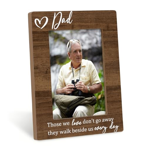 Dad Memorial Gifts Picture Frame 4x6, In Memory of Dad Wooden Photo Frame, Memorial Gifts for Loss of Father, They Walk Beside us Every Day Picture Photo Frames Decor for Desk Table Room - color: color-9