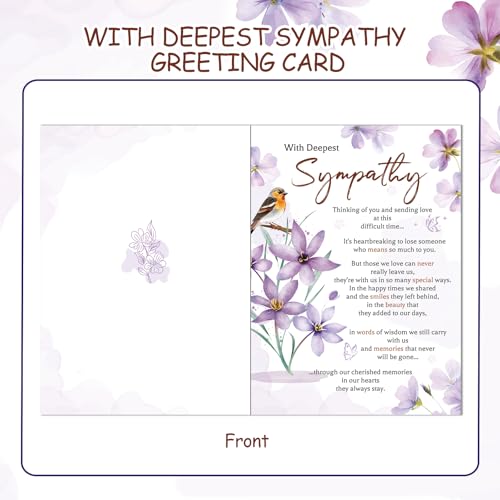 HOWAF Sympathy Card Greeting Cards, Sympathy Cards Thinking of You Cards, Sympathy Gifts, Bereavement Gifts, in Memory of Loved One Gifts, Condolences Card with Memorial Keyring for Memorial Gift