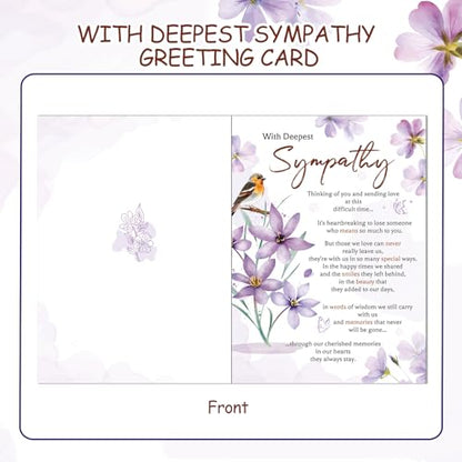 HOWAF Sympathy Card Greeting Cards, Sympathy Cards Thinking of You Cards, Sympathy Gifts, Bereavement Gifts, in Memory of Loved One Gifts, Condolences Card with Memorial Keyring for Memorial Gift