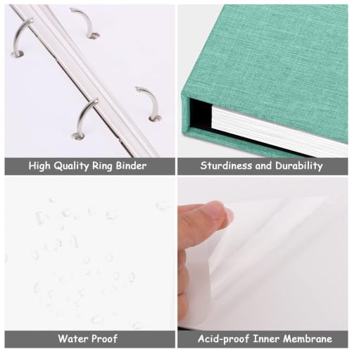 Zesthouse Photo Album Self Adhesive 60 Pages, 3-Ring Scrapbook Albums Holds 3x5 4x6 5x7 6x8 8x10 Photos (Green, 11"x10.6"/White 60 Pages) - color: Green, size: 11"x10.6"/White 60 Pages