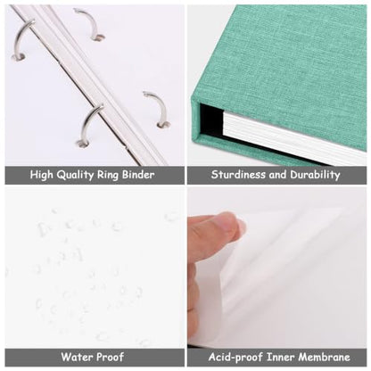 Zesthouse Photo Album Self Adhesive 60 Pages, 3-Ring Scrapbook Albums Holds 3x5 4x6 5x7 6x8 8x10 Photos (Green, 13.2"x12.8"/White 60 Pages) - color: Green, size: 13.2"x12.8"/White 60 Pages