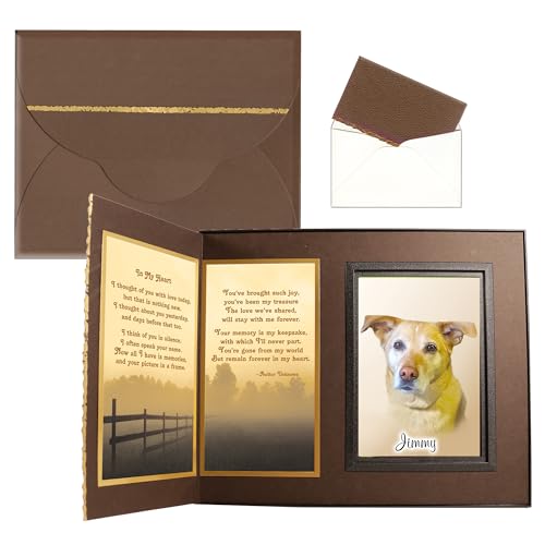 Pet Memorial Gifts for Dogs In My Heart, Dog Memorial Picture Frame Keepsake, Gift-Boxed with Message Card, Brown with Foil Accents - color: Brown, size: In My Heart