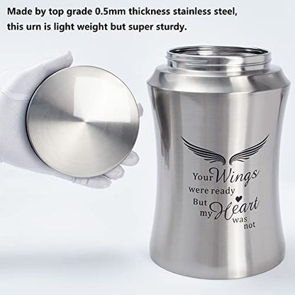 Large Cremation Urns for Ashes Adult Male Female Dad Mom | Silver Large Angel Wings Funeral Cremation Urns for Human Ashes Adult - Woman Men,Decorative Memorial Funeral Burial Urn - size: Large,Sliver Wings