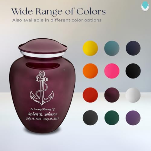 Adult Personalized Anchor Cremation Urns for Human Ashes I Large Cherry Purple Funeral Urn for Men and Women I 200 lbs - color: Cherry Purple