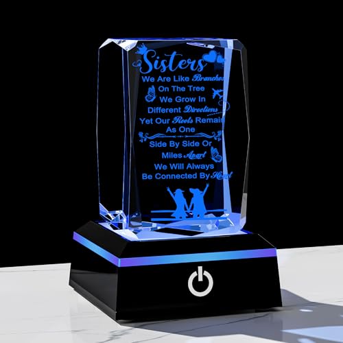 Movdyka Sister Gifts for Sisters Funny, 3D Layser Engraved Sisters with Base, Best Unique Birthday Christmas Wedding Graduation Sister Gifts Ideas from Sisters Brother for Soul Big Little Sister - style: Sister Gifts