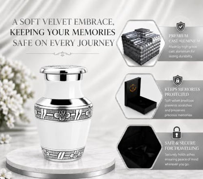 Small Urns for Human Ashes - Elegant Keepsake Cremation Urns – White - size: White Enamel Finish Small