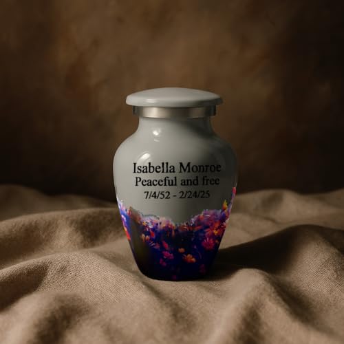 Gray Mini Urn for Ashes – Butterfly Design with Personalized Back Text – Small Handcrafted Cremation Keepsake – Includes Velvet Bag – Holds 0.3 oz – Made in USA - color: Personalize Gray, size: Small