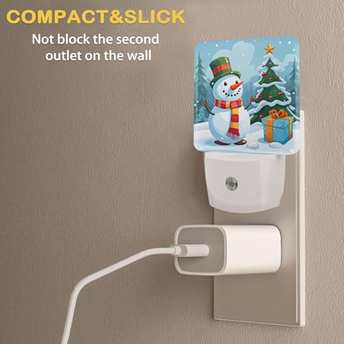 Christmas Night Light, Snowman Night Lights Plug Into Wall with Dusk to Dawn Sensor Wall Lamp, Nightlights for Bedroom, Bathroom, Hallway, Kitchen, Gifts Ideal for Girls Women - color: Winter Snowman, Christmas