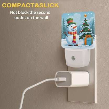 Christmas Night Light, Snowman Night Lights Plug Into Wall with Dusk to Dawn Sensor Wall Lamp, Nightlights for Bedroom, Bathroom, Hallway, Kitchen, Gifts Ideal for Girls Women - color: Winter Snowman, Christmas