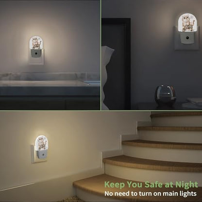 Cute Cat Night Light, Night Light Plug into Wall with Dusk to Dawn Sensor, LED Lamp Energy Saving Lights for Men Women Boys Girls,Lamp for Bedroom Bathroom Hallway - color: Cute Cat