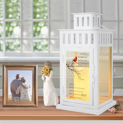 Memorial Lantern Bereavement Gifts Sympathy Gifts Beautiful Memories Personalized LED Candle Lantern, White - color: White