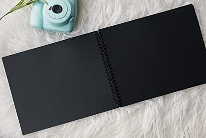 Paper 'n Such Graduation Party Black Guest Book with Blank Pages for Polaroid Pictures, Funeral, Wedding Reception, Birthday, Bridal or Baby Shower, Vacation House Guestbook -Spiral Hardcover