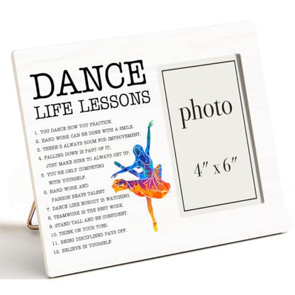 Dance Life Lessons Picture Frame, Ballet Dance Gifts for Girls Women Lover | Inspirational Dance Wooden Picture Frame for 4 x 6 in Photo, Ballet Dancer Gifts for Friend Student Teacher - color: DANCE