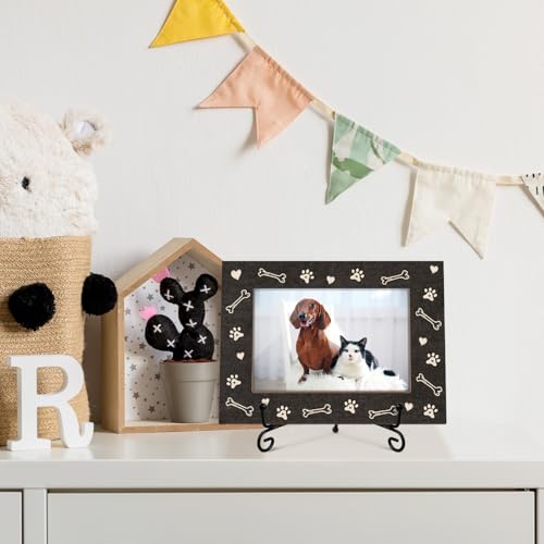 Dog Picture Frame Paw Print Frame Memorial Gifts for Dog Mom Loss of Pet Sympathy Gifts Desk Decor Photo Frame 4x6 Horizontal -small26 - style: Black-Dog