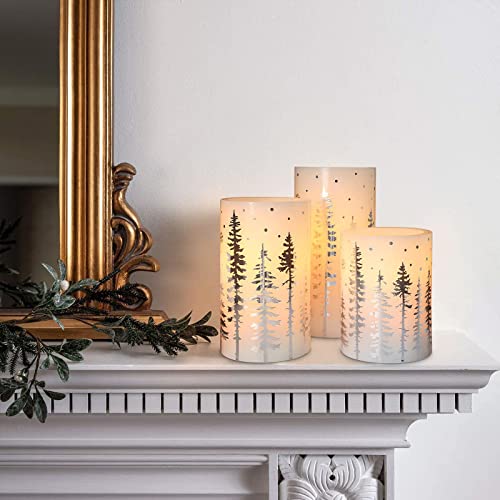 Crystal Club Christmas Flameless Candles, Holiday LED Candles - style: Silver Christmas Tree