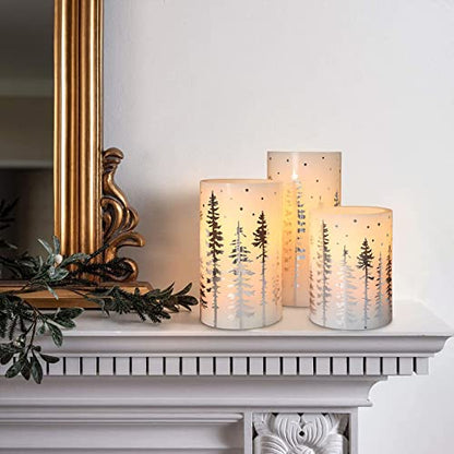 Crystal Club Christmas Flameless Candles, Holiday LED Candles - style: Silver Christmas Tree