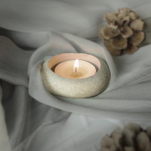 Handmade Pebble Tea Light Candle Holder Handcrafted Tealight Holder for Zen Garden, Altar, Mantle, Desk, Table, Shelf