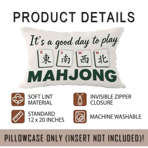 Mahjong Players Lovers Gifts Lumbar Pillow Cover Case 12x20 - color: Mahjong B