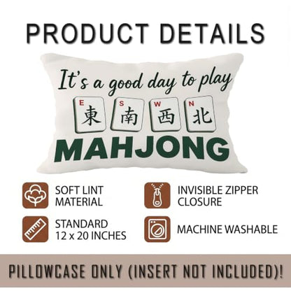 Mahjong Players Lovers Gifts Lumbar Pillow Cover Case 12x20 - color: Mahjong B