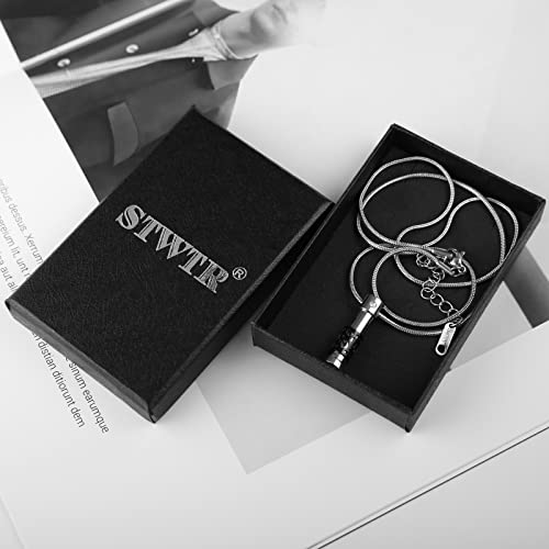 STWTR Stainless steel cylinder souvenir capsule pendant necklace, cremation ash pill container necklace - color: D