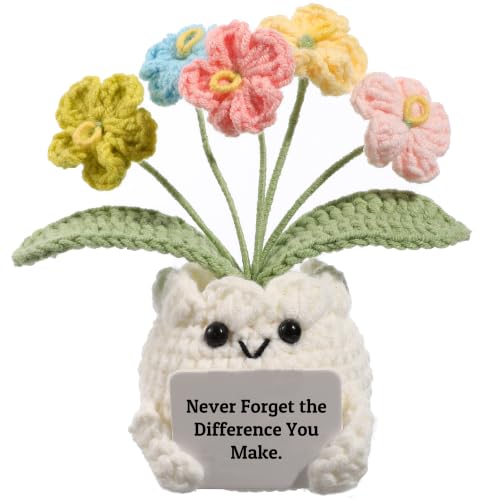 Forget-Me-Not Crochet Flower Potted Plant Gift - color: E-never Forget the Difference You Make