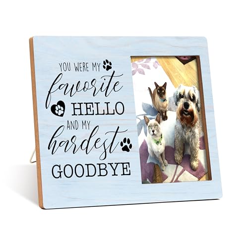Pet Memorial Photo Frame - You Were My Favorite Hello And My Hardest Goodbye Wooden Tabletop Picture Frame - Sympathy Gift For Pet Owner - 67 - style: YuHong-Photo Frame-B67