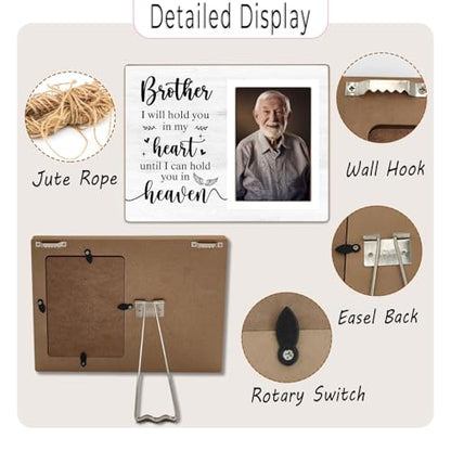Memorial Photo Frame, Sympathy Gifts for Loss of Brother, in My Heart, in Loving Memory Wooden Picture Frame, Bereavement Remembrance Funeral Passed AWay Condolence Gifts(White-Brother, 4 x 6 Photo) - color: White-Brother