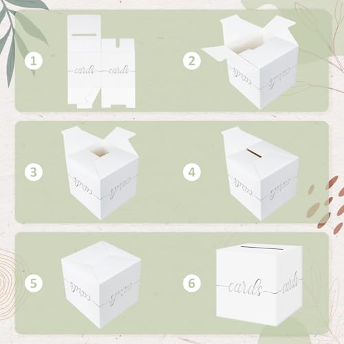 Elegant Wedding Card Box, Silver Foil Gift Card Box Holder for Party, White - color: White and Silver Foil