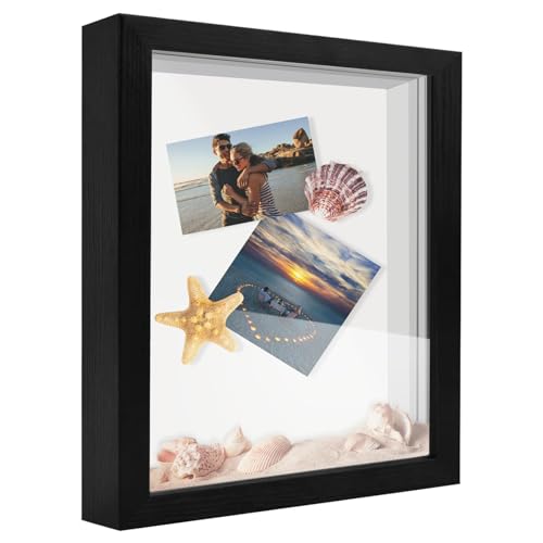 11x14 Shadow Box Frame Display Case, Wood with Plexiglass, Display Case Box for Memorabilia, Medal, Crafts,Tickets & Photos, Picture Frame for Wall and Tabletop (Black, 11x14) - color: Black, size: 11x14