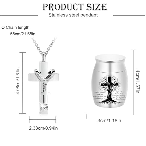 6 Pcs Cremation Cross Urn Necklace for Ashes Cremation jewelry Small Cremation Keepsake Urn Sharing Urns with Necklace pendant Urn - color: 6Pcs-Silver