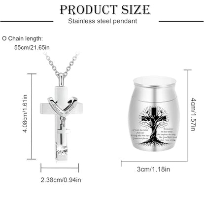 6 Pcs Cremation Cross Urn Necklace for Ashes Cremation jewelry Small Cremation Keepsake Urn Sharing Urns with Necklace pendant Urn - color: 6Pcs-Silver