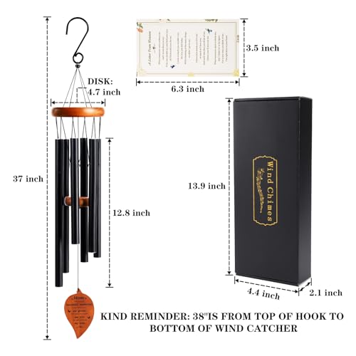 Sympathy Gifts for Loss of Mom, 37" Memorial Sympathy Wind Chimes for Loss of Mother, Condolence Bereavement Memorial Gifts for Loss of Mother, in Memory of Mom