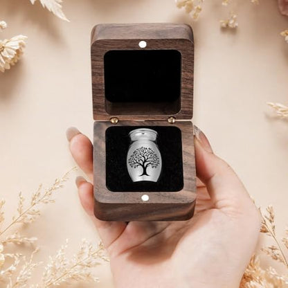 Customize Wooden Small Urn for Human Ashes Keepsake Memorial Box - style: Silver-Customize
