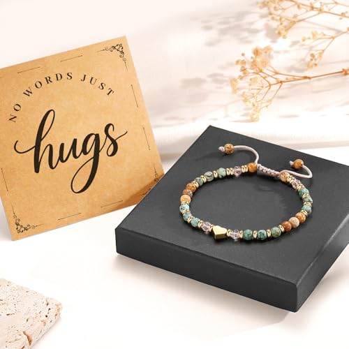 yupoxiu Natural Stone Bracelets - Inspirational Birthday Gifts for Women | Thinking of You & Get Well Soon Gifts for Women, Unique Jewelry Gift for Friend, Sister, Her - style: K-Just Hug