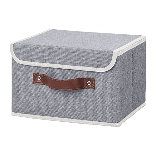 ANMINY Fabric Storage Box Bins with Lids, Gray, 10"x8"x7" - color: Gray, size: Small (Pack of 1)