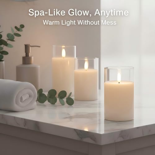 ANGELLOONG Flickering Flameless Candles with Remote, Clear White Glass - color: Clear Glass
