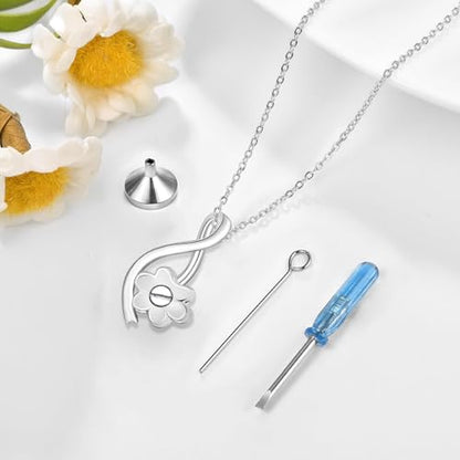 Dreamboat Urn Necklace for Dog Cat Ashes 925 Sterling Silver Pet Cremation Memorial Pendant Paw Print Ash Keepsake Jewelry for Women - color: Silver