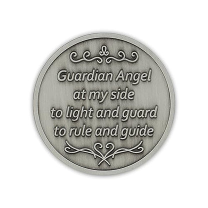 Pewter Guardian Angel Coin Medallion, Pocket Prayer Affirmation Gift Token - color: Pewter