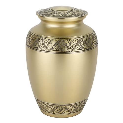 Classic Laurel Gold Cremation Urn for Ashes - Extra Large, Brass, Gold Companion Urn, Extra Large Adult Sized Cremation Urn, 11.625 Inches High - color: Laurel Gold