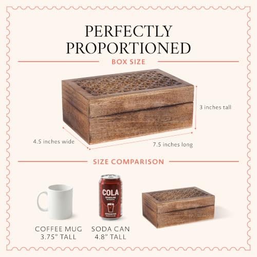 Mela Artisans Trellis Mango Wood Storage Box - Medium Burnt, 7.5 in - color: Medium Burnt, size: Medium