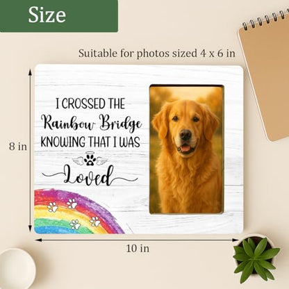 Rainbow Bridge Dog Memorial Gifts Picture Frame Loss of Dog, Pet Memorial Gifts Wooden Picture Frames for Dogs - color: Rainbow